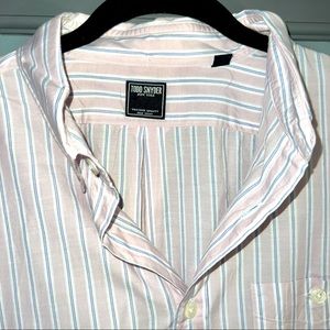 Todd Snyder Pink and Blue Button Down Long Sleeve Shirt XL 82% Cotton 18% Silk